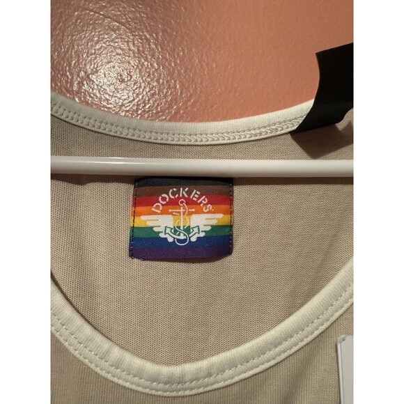 Dockers Mens Tank Top L Large Light Brown Sleeveless LGBTQ Rainbow Cotton New - Picture 7 of 12